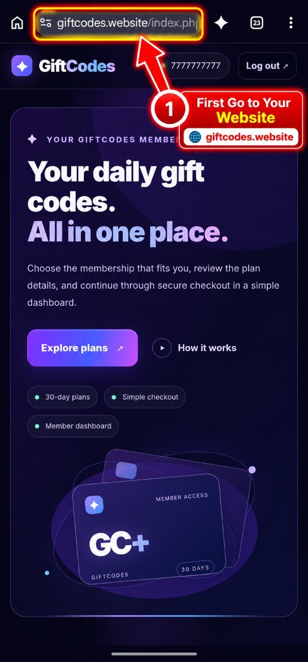 Step 1: Visit the GiftCodes website
