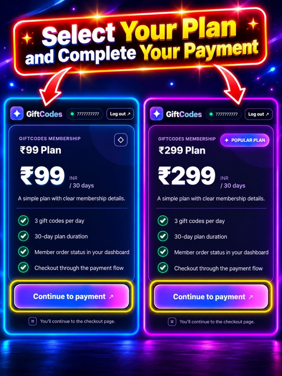 Step 2: Select a membership plan